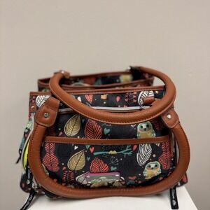 Lily Bloom Owl Leaf Print Top Handle Handbag Purse *READ* Animal Print